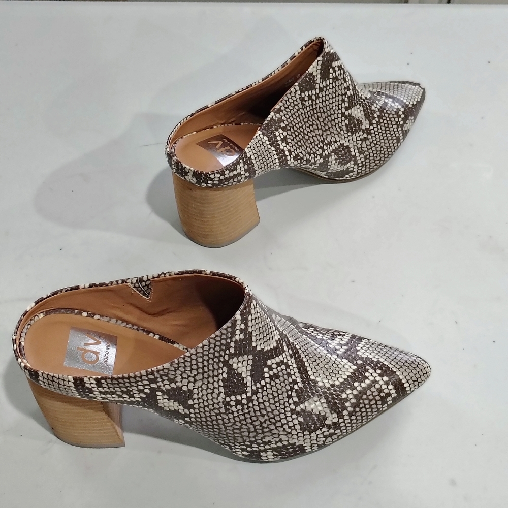 Dolce Vita Pointed Snake-Print Mule Heels - Brown/Tan
